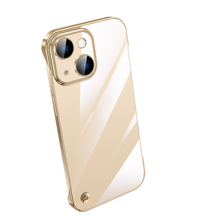 For iPhone 14 Plus Electroplating Frameless Clear PC Phone Case(Gold) by bashfashion