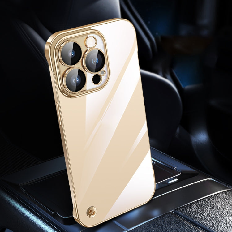 For iPhone 14 Pro Electroplating Frameless Clear PC Phone Case(Gold) by bashfashion