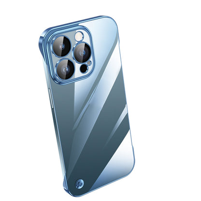 For iPhone 14 Pro Electroplating Frameless Clear PC Phone Case(Sierra Blue) by bashfashion