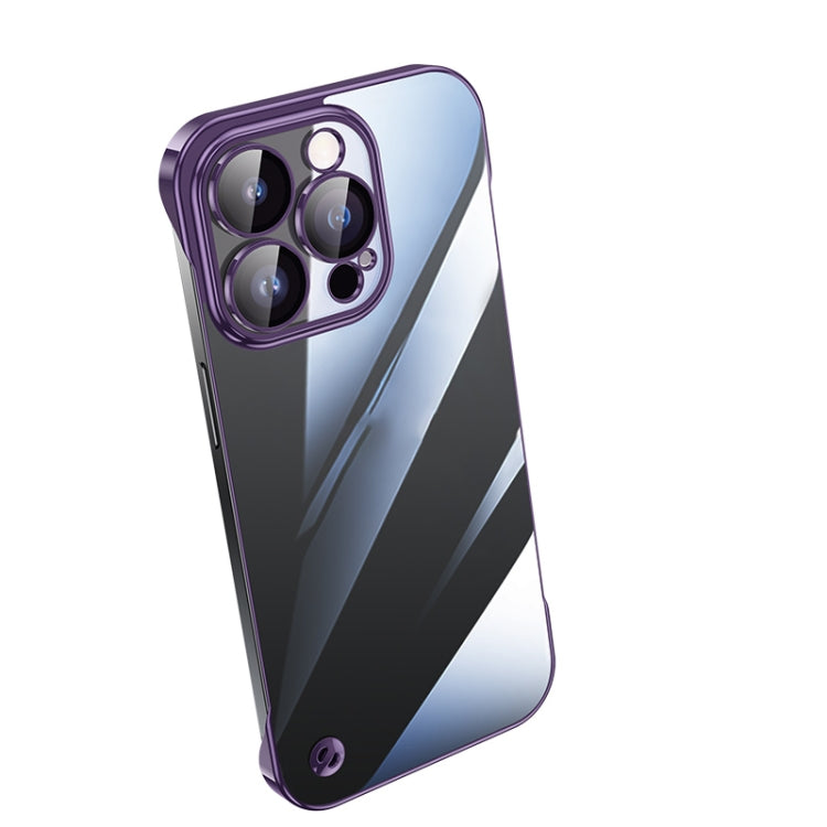 For iPhone 14 Pro Electroplating Frameless Clear PC Phone Case(Purple) by bashfashion