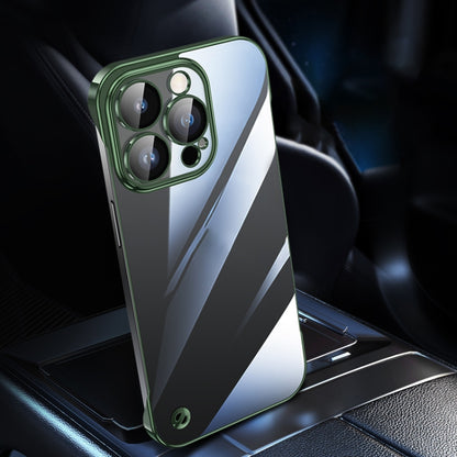 For iPhone 14 Pro Max Electroplating Frameless Clear PC Phone Case(Green) by bashfashion