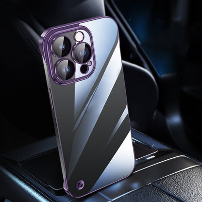 For iPhone 13 Pro Electroplating Frameless Clear PC Phone Case(Purple) by bashfashion