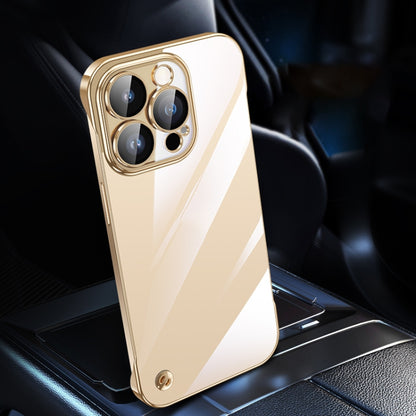 For iPhone 13 Pro Max Electroplating Frameless Clear PC Phone Case(Gold) by bashfashion