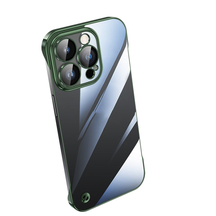 For iPhone 13 Pro Max Electroplating Frameless Clear PC Phone Case(Green) by bashfashion