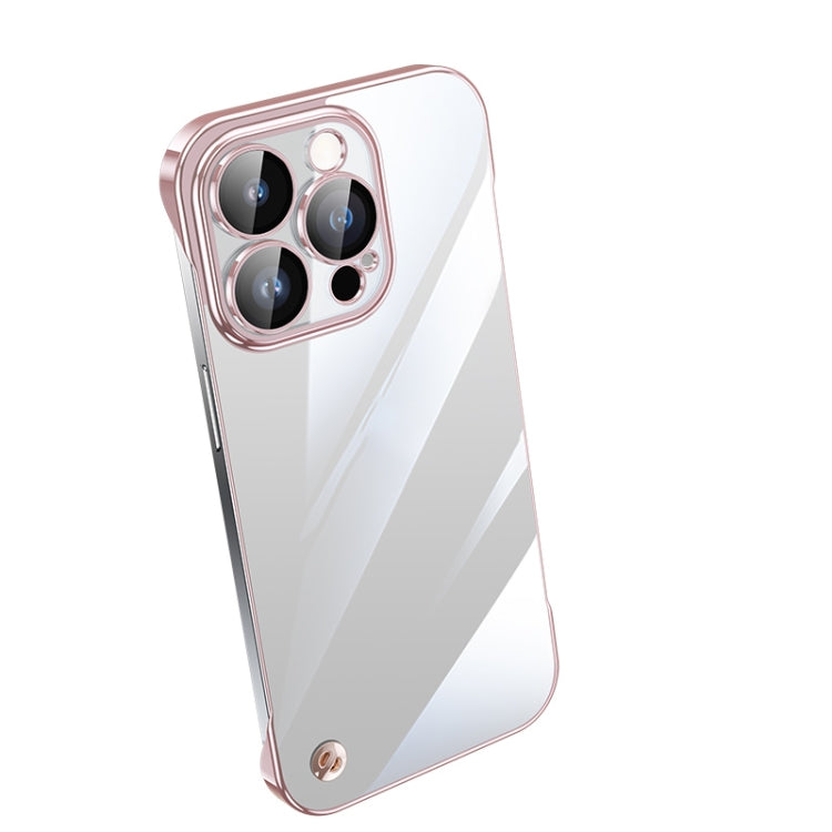For iPhone 12 Pro Max Electroplating Frameless Clear PC Phone Case(Pink) by bashfashion
