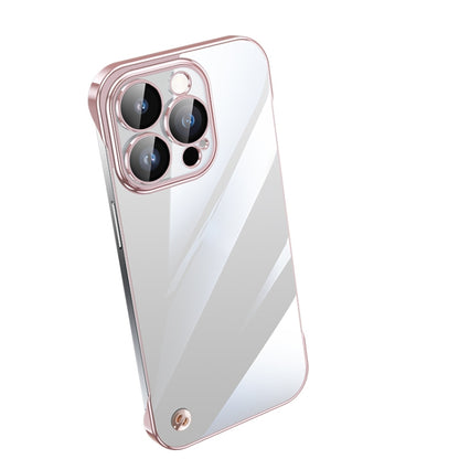 For iPhone 12 Pro Max Electroplating Frameless Clear PC Phone Case(Pink) by bashfashion