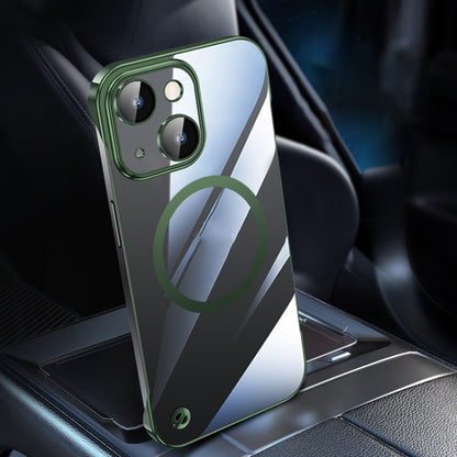 For iPhone 14 Electroplating Frameless Magsafe Magnetic PC Phone Case(Green) by bashfashion
