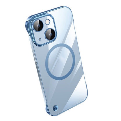 For iPhone 14 Electroplating Frameless Magsafe Magnetic PC Phone Case(Sierra Blue) by bashfashion