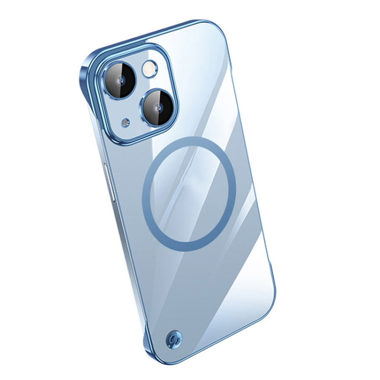 For iPhone 14 Plus Electroplating Frameless Magsafe Magnetic PC Phone Case(Sierra Blue) by bashfashion