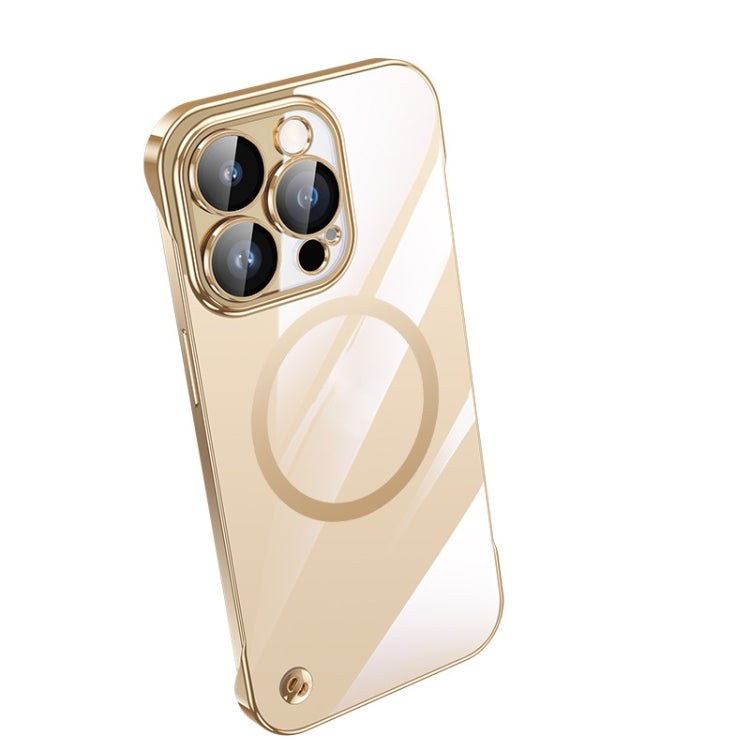 For iPhone 14 Pro Electroplating Frameless Magsafe Magnetic PC Phone Case(Gold) by bashfashion