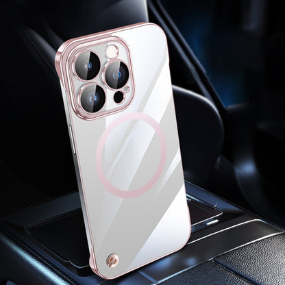 For iPhone 14 Pro Max Electroplating Frameless Magsafe Magnetic PC Phone Case(Pink) by bashfashion