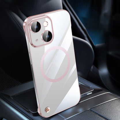 For iPhone 13 Electroplating Frameless Magsafe Magnetic PC Phone Case(Pink) by bashfashion