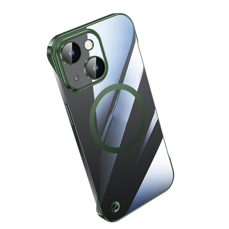 For iPhone 13 Electroplating Frameless Magsafe Magnetic PC Phone Case(Green) by bashfashion