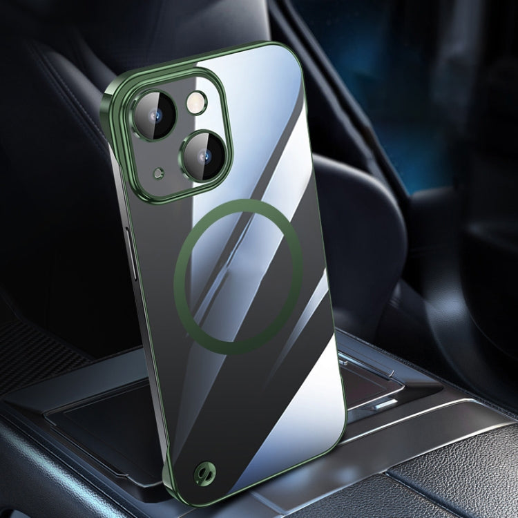 For iPhone 13 Electroplating Frameless Magsafe Magnetic PC Phone Case(Green) by bashfashion