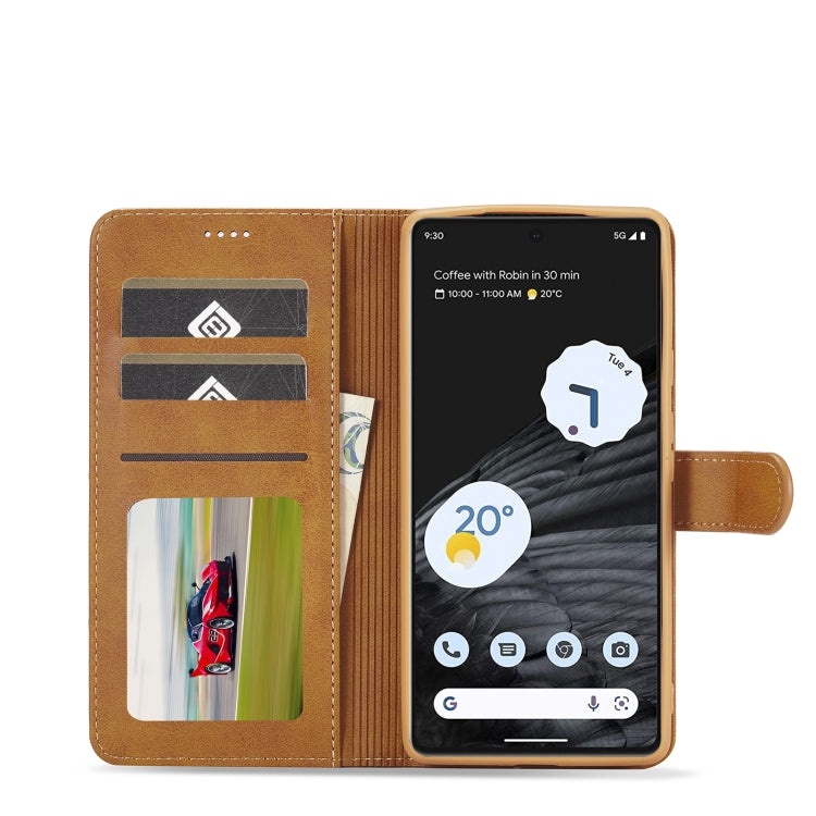 For Google Pixel 7 LC.IMEEKE Calf Texture Horizontal Flip Leather Case(Yellow) by LC.IMEEKE