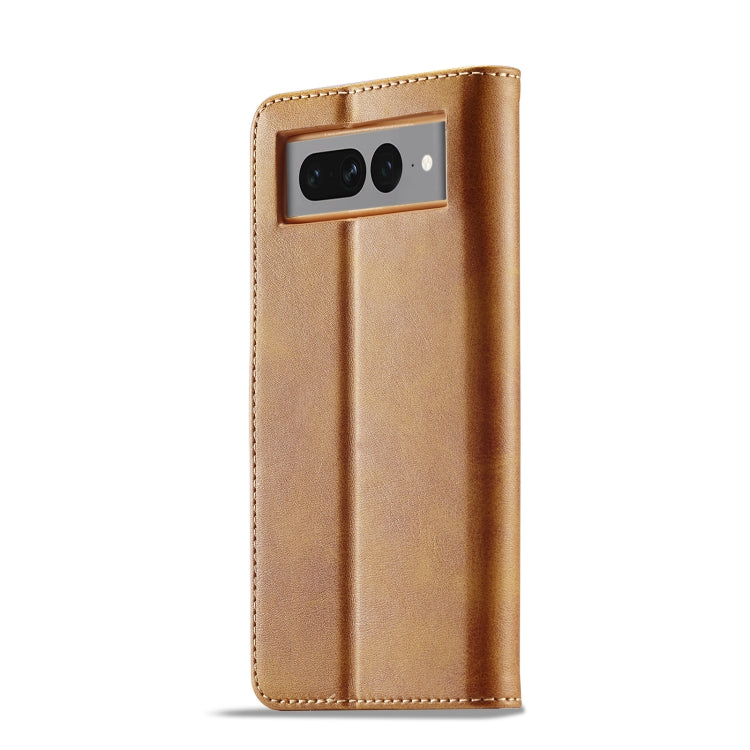 For Google Pixel 7 Pro LC.IMEEKE Calf Texture Horizontal Flip Leather Case(Yellow) by LC.IMEEKE