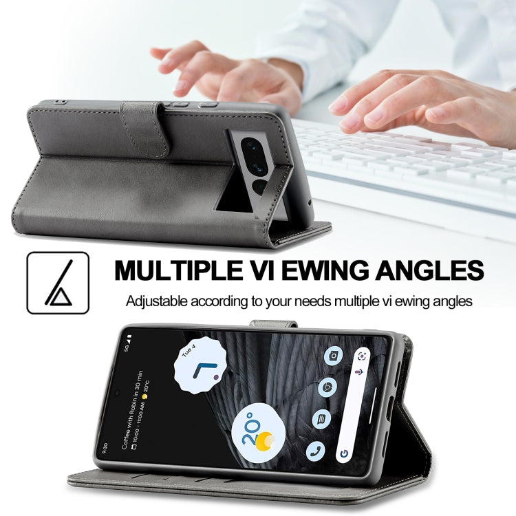 For Google Pixel 7 Pro LC.IMEEKE Calf Texture Horizontal Flip Leather Case(Grey) by LC.IMEEKE