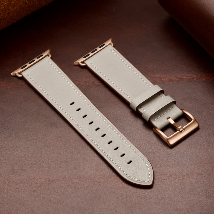 Classic Cowhide Genuine Leather Watch Band For Apple Watch Ultra 49mm / Series 8&7 45mm / SE 2&6&SE&5&4 44mm / 3&2&1 42mm(Beige) by bashfashion