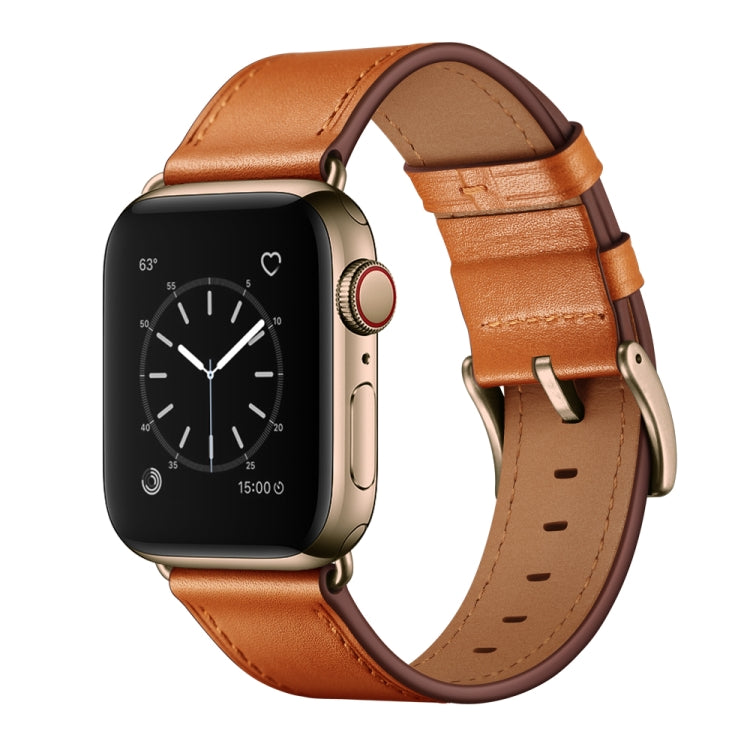 Classic Cowhide Genuine Leather Watch Band For Apple Watch Ultra 49mm / Series 8&7 45mm / SE 2&6&SE&5&4 44mm / 3&2&1 42mm(Brown) by bashfashion