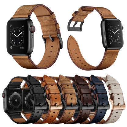 Classic Cowhide Genuine Leather Watch Band For Apple Watch Ultra 49mm / Series 8&7 45mm / SE 2&6&SE&5&4 44mm / 3&2&1 42mm(Beige) by bashfashion