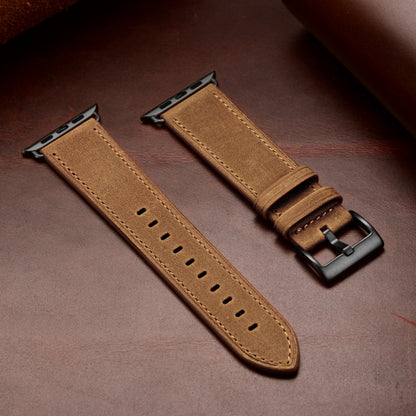Classic Cowhide Genuine Leather Watch Band For Apple Watch Series 8&7 41mm / SE 2&6&SE&5&4 40mm / 3&2&1 38mm(Red Brown) by bashfashion