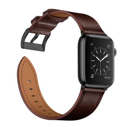 Classic Cowhide Genuine Leather Watch Band For Apple Watch Series 8&7 41mm / SE 2&6&SE&5&4 40mm / 3&2&1 38mm(Dark Brown) by bashfashion