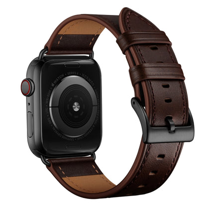 Classic Cowhide Genuine Leather Watch Band For Apple Watch Series 8&7 41mm / SE 2&6&SE&5&4 40mm / 3&2&1 38mm(Dark Brown) by bashfashion