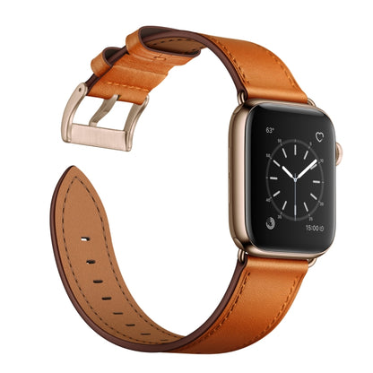 Classic Cowhide Genuine Leather Watch Band For Apple Watch Series 8&7 41mm / SE 2&6&SE&5&4 40mm / 3&2&1 38mm(Brown) by bashfashion