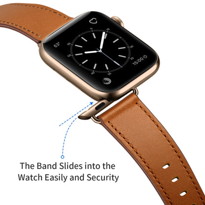 Classic Cowhide Genuine Leather Watch Band For Apple Watch Series 8&7 41mm / SE 2&6&SE&5&4 40mm / 3&2&1 38mm(Brown) by bashfashion