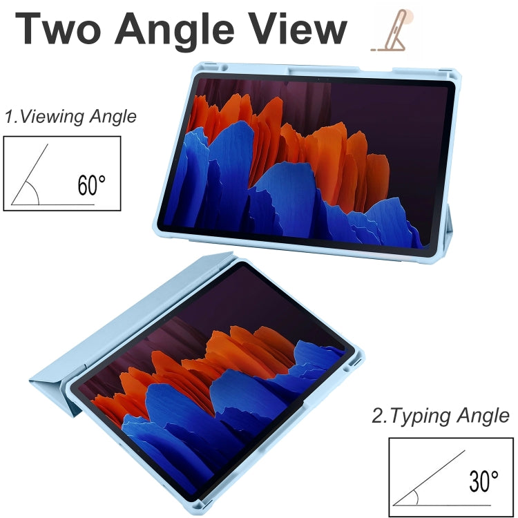 For Samsung Galaxy Tab S7 Acrylic 3-folding Smart Leather Tablet Case(Ice Blue) by bashfashion