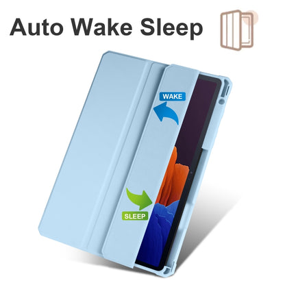 For Samsung Galaxy Tab S7 Acrylic 3-folding Smart Leather Tablet Case(Ice Blue) by bashfashion