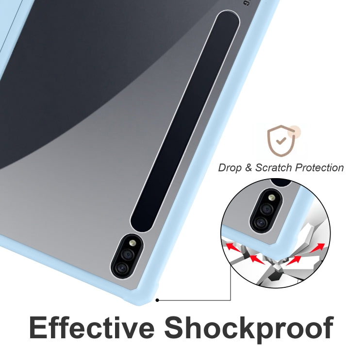 For Samsung Galaxy Tab S7 Acrylic 3-folding Smart Leather Tablet Case(Ice Blue) by bashfashion