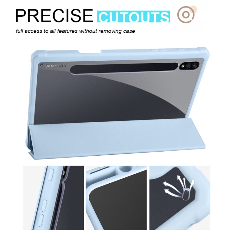 For Samsung Galaxy Tab S7 Acrylic 3-folding Smart Leather Tablet Case(Ice Blue) by bashfashion