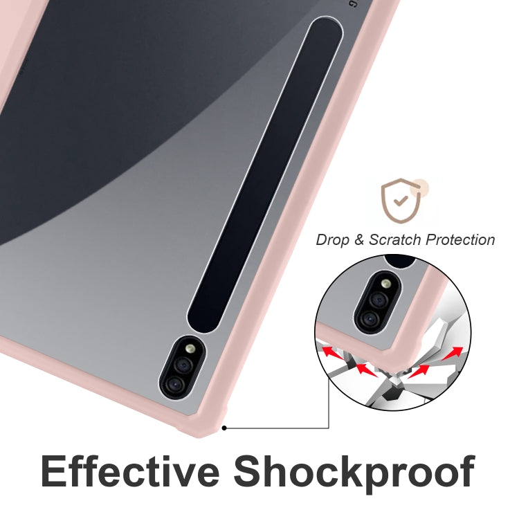 For Samsung Galaxy Tab S7 Acrylic 3-folding Smart Leather Tablet Case(Ice Pink) by bashfashion