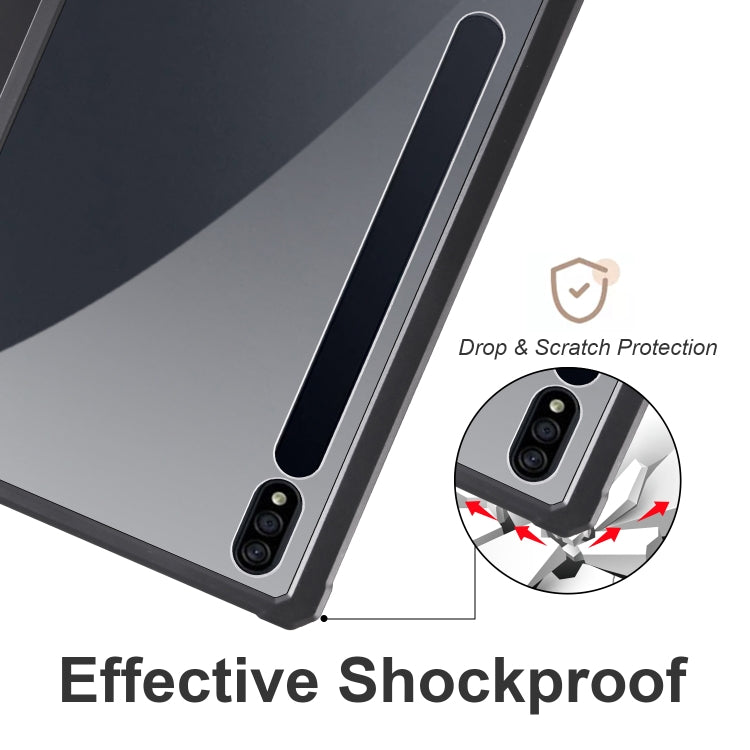 For Samsung Galaxy Tab S7 Acrylic 3-folding Smart Leather Tablet Case(Black) by bashfashion