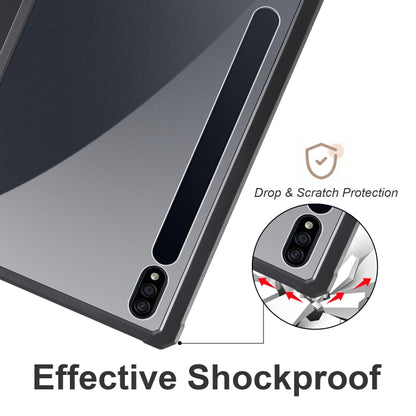 For Samsung Galaxy Tab S7 Acrylic 3-folding Smart Leather Tablet Case(Black) by bashfashion