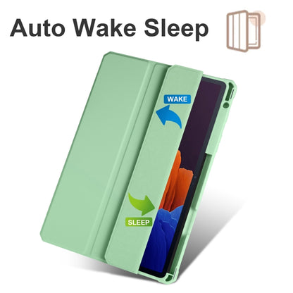 For Samsung Galaxy Tab S7 Acrylic 3-folding Smart Leather Tablet Case(Green) by bashfashion