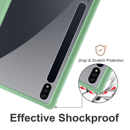 For Samsung Galaxy Tab S7 Acrylic 3-folding Smart Leather Tablet Case(Green) by bashfashion