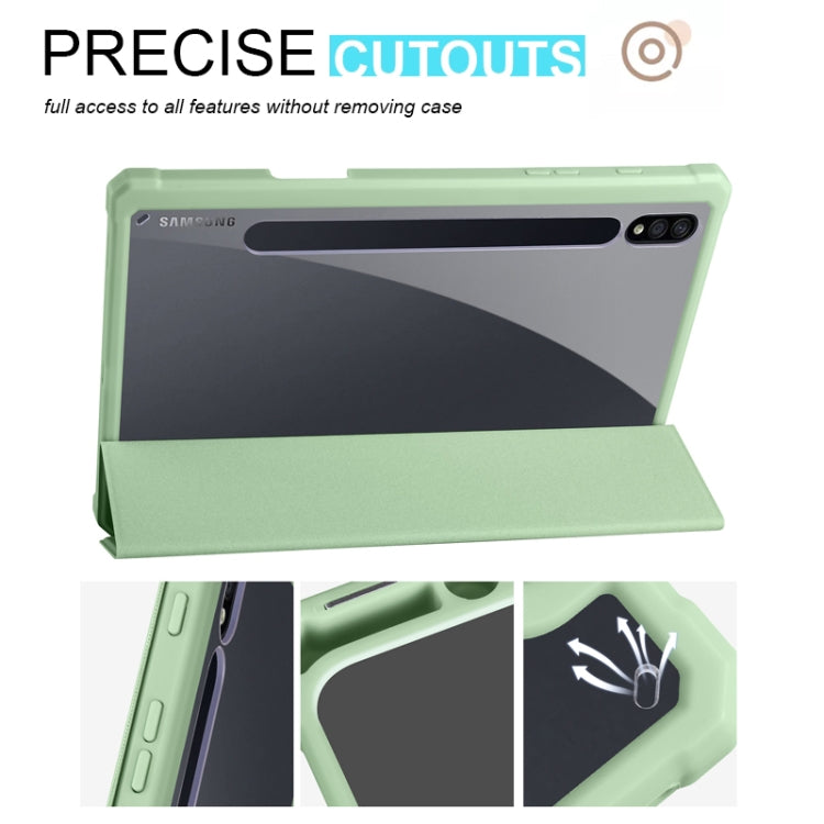 For Samsung Galaxy Tab S7 Acrylic 3-folding Smart Leather Tablet Case(Green) by bashfashion