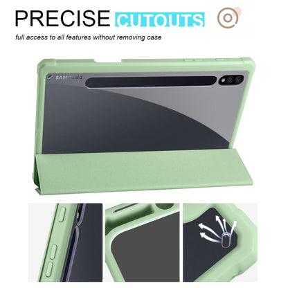 For Samsung Galaxy Tab S7 Acrylic 3-folding Smart Leather Tablet Case(Green) by bashfashion