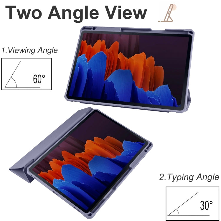 For Samsung Galaxy Tab S7 Acrylic 3-folding Smart Leather Tablet Case(Purple) by bashfashion