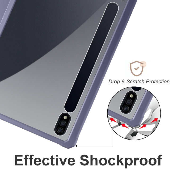 For Samsung Galaxy Tab S7 Acrylic 3-folding Smart Leather Tablet Case(Purple) by bashfashion