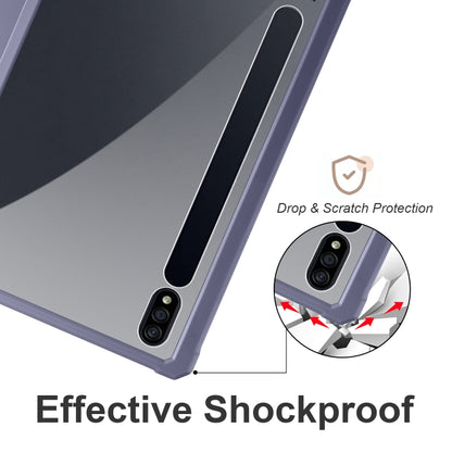 For Samsung Galaxy Tab S7 Acrylic 3-folding Smart Leather Tablet Case(Purple) by bashfashion