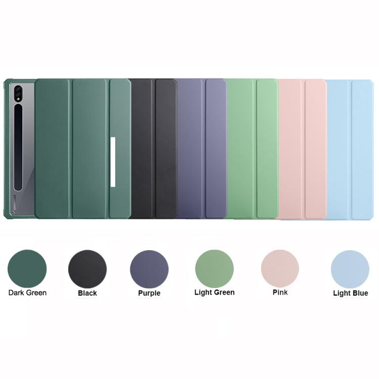 For Samsung Galaxy Tab S7 Acrylic 3-folding Smart Leather Tablet Case(Dark Green) by bashfashion