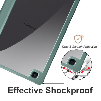 For Samsung Galaxy Tab S6 Lite Acrylic 3-folding Smart Leather Tablet Case(Dark Green) by bashfashion