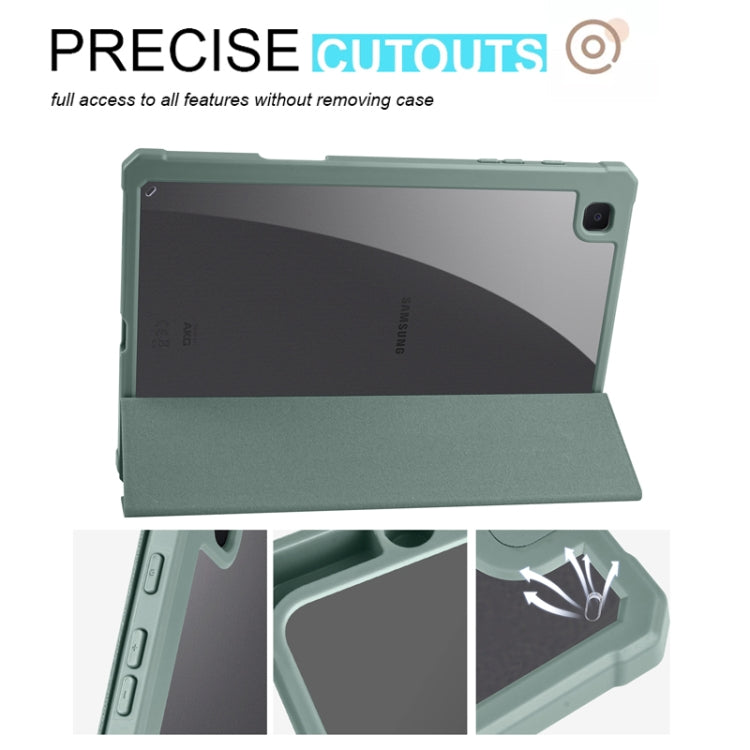For Samsung Galaxy Tab S6 Lite Acrylic 3-folding Smart Leather Tablet Case(Dark Green) by bashfashion