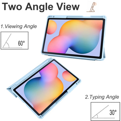 For Samsung Galaxy Tab S6 Lite Acrylic 3-folding Smart Leather Tablet Case(Ice Blue) by bashfashion