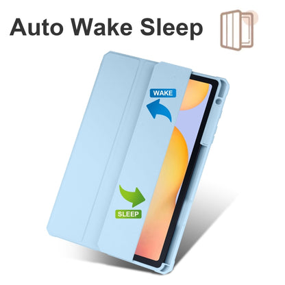 For Samsung Galaxy Tab S6 Lite Acrylic 3-folding Smart Leather Tablet Case(Ice Blue) by bashfashion