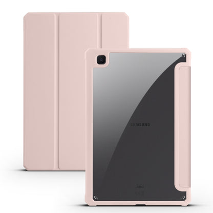 For Samsung Galaxy Tab S6 Lite Acrylic 3-folding Smart Leather Tablet Case(Ice Pink) by bashfashion