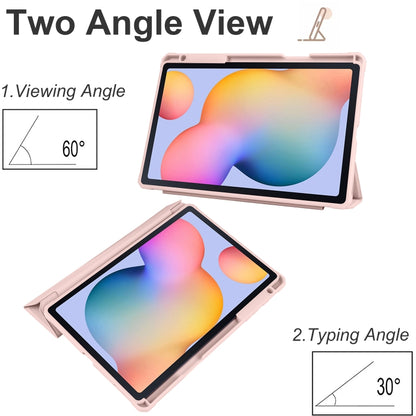 For Samsung Galaxy Tab S6 Lite Acrylic 3-folding Smart Leather Tablet Case(Ice Pink) by bashfashion